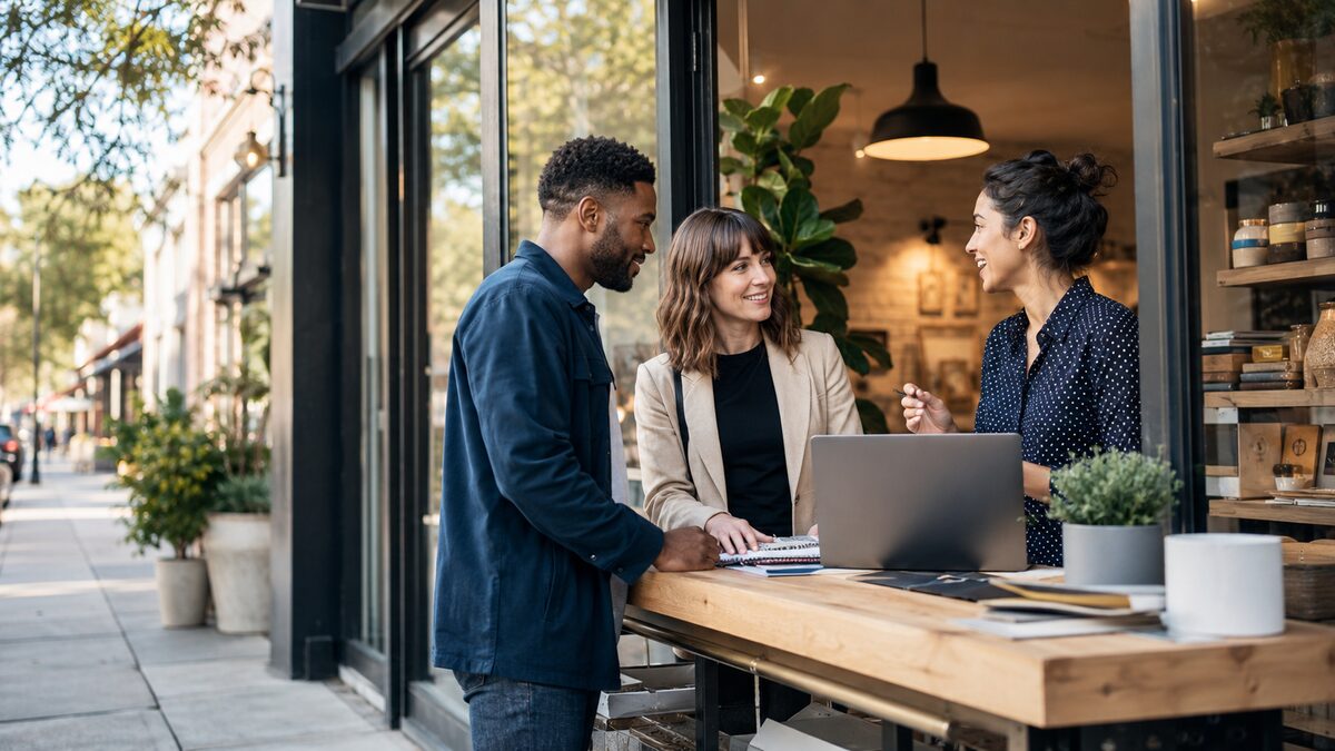 Small business owners working together